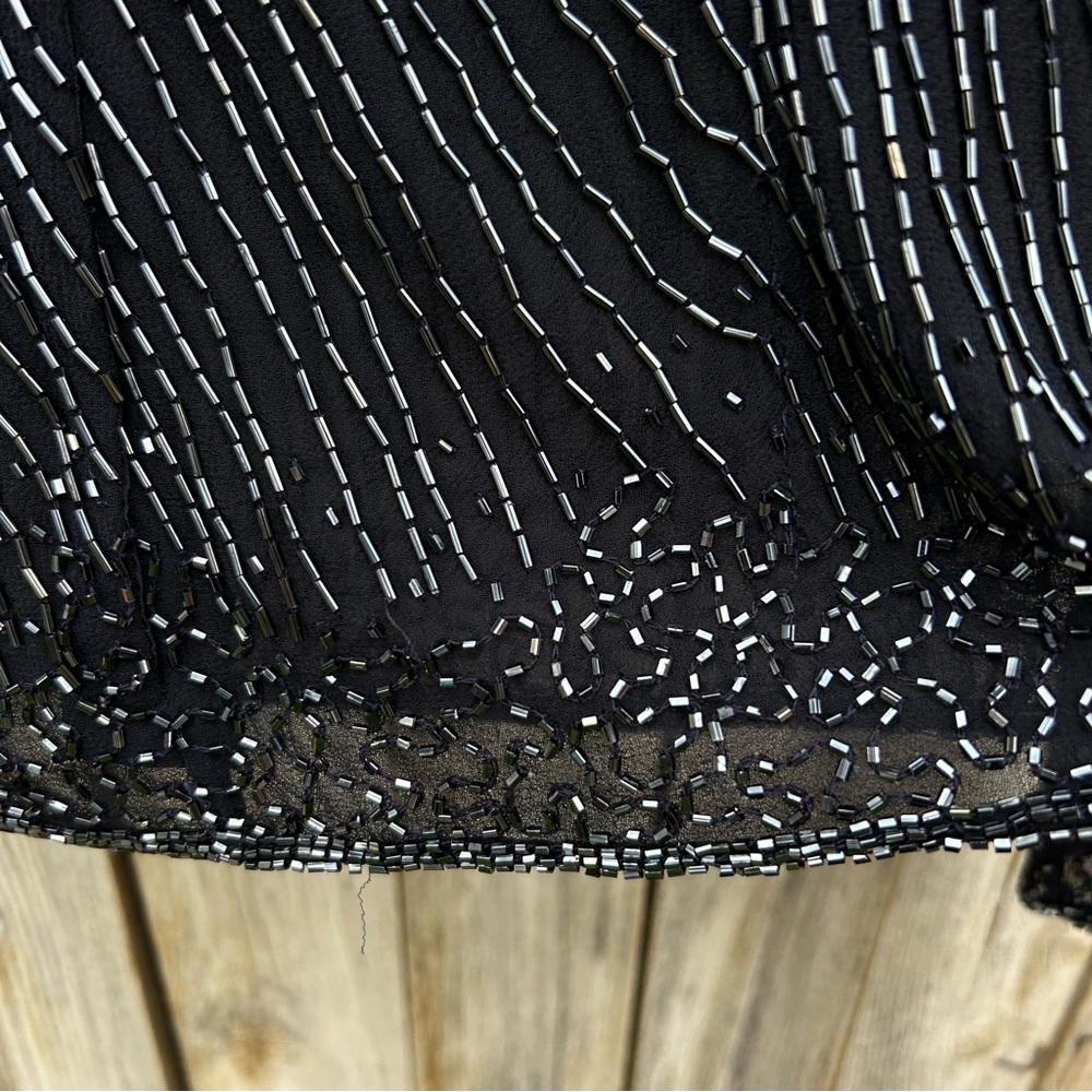 Vintage Y2K Jkara Beaded Sheer Blouse Top Polyester Black 8 - Picture 14 of 16